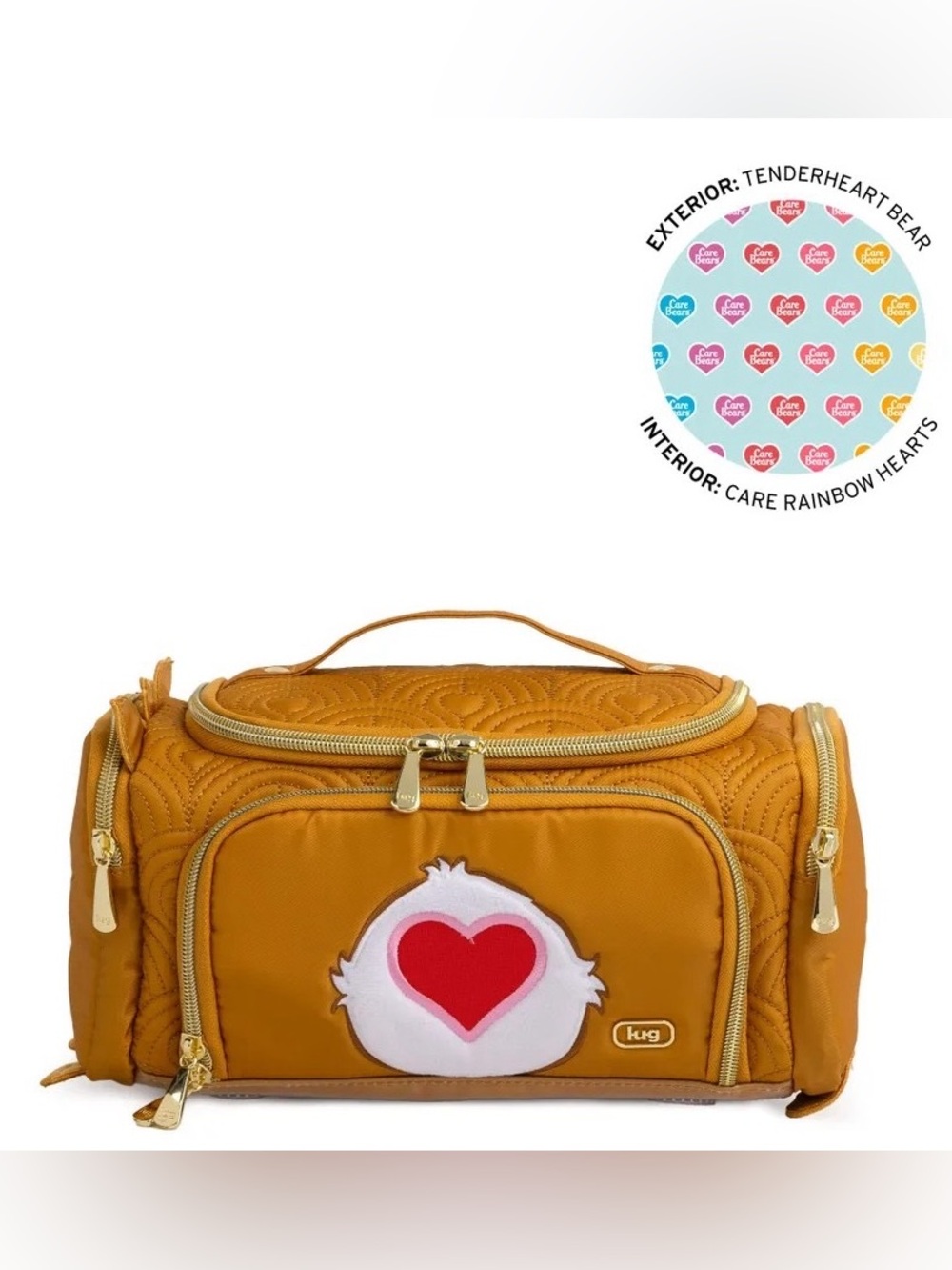 Lug Care Bears x Lug Trolley Medium Cosmetic Case Tenderheart Bear Brown